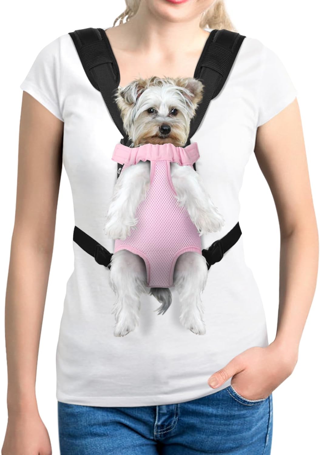 YUDODO Pet Dog Carrier Backpack Adjustable Dog Front Carrier, Legs Out Easy-Fit Dog Travel Backpack Carrier for Hiking Camping for Small Medium Dogs Cats and Rabbits (Small, Pink)