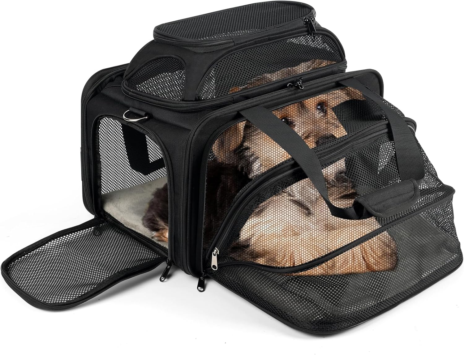top and 1 Side Expandable, 17x11x11 Soft-Sided pet Carrier, TSA and American/Delta/United Airline Approved,for Small Dog/Puppy/cat underseat in Airplane and Vet.