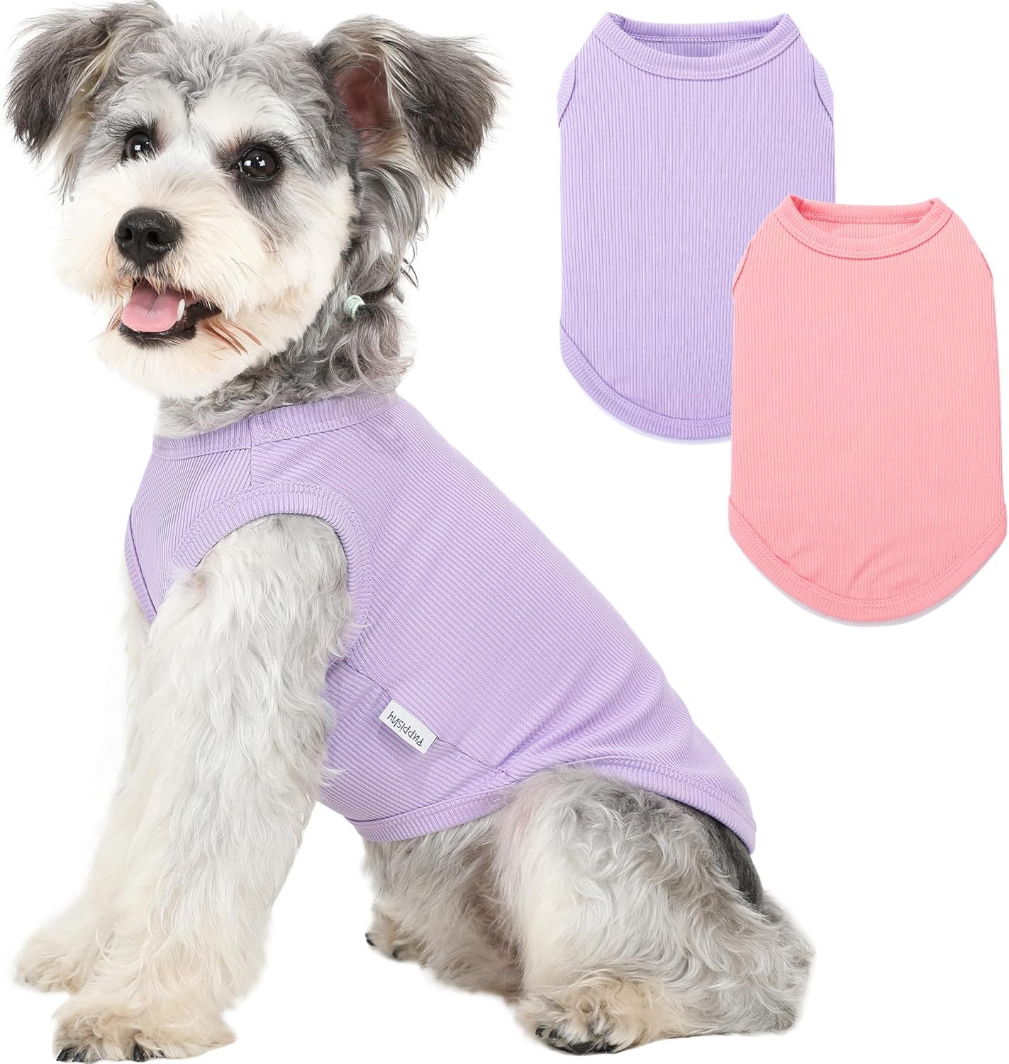 2 Pack Dog Clothes for Small Dogs Summer Dog Shirt Vest Girl Boy Lightweight Puppy T-Shirts Blank Soft and Cool Pet Clothing Sleeveless Medium Large Dog Outfit (Purple+L-Pink, Medium)