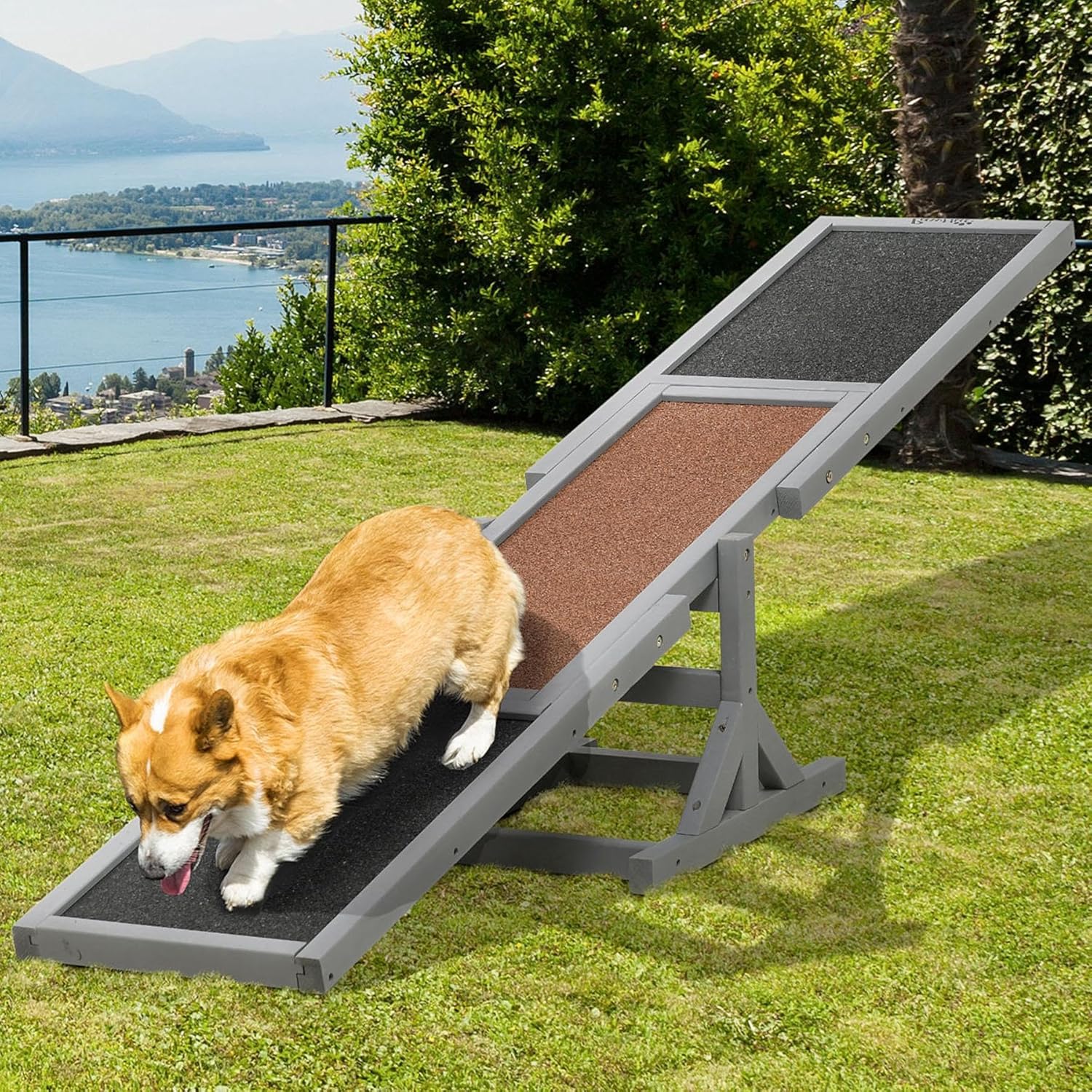 71″ Wooden Dog Agility Seesaw for Training and Exercise – Outdoor Dogs Seesaw for Advanced Dog Obstacle Courses, Dogs Agility Ramp Training Platform Equipment (Gray)