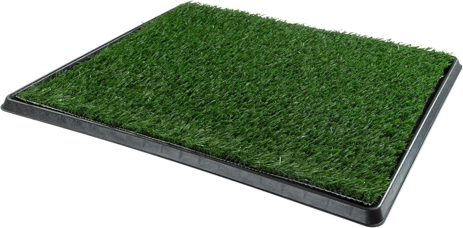 Artificial Grass Puppy Pee Pad for Dogs and Small Pets – 20×25 Reusable 4-Layer Training Potty Pad with Tray – Dog House and Pet Supplies by PETMAKER