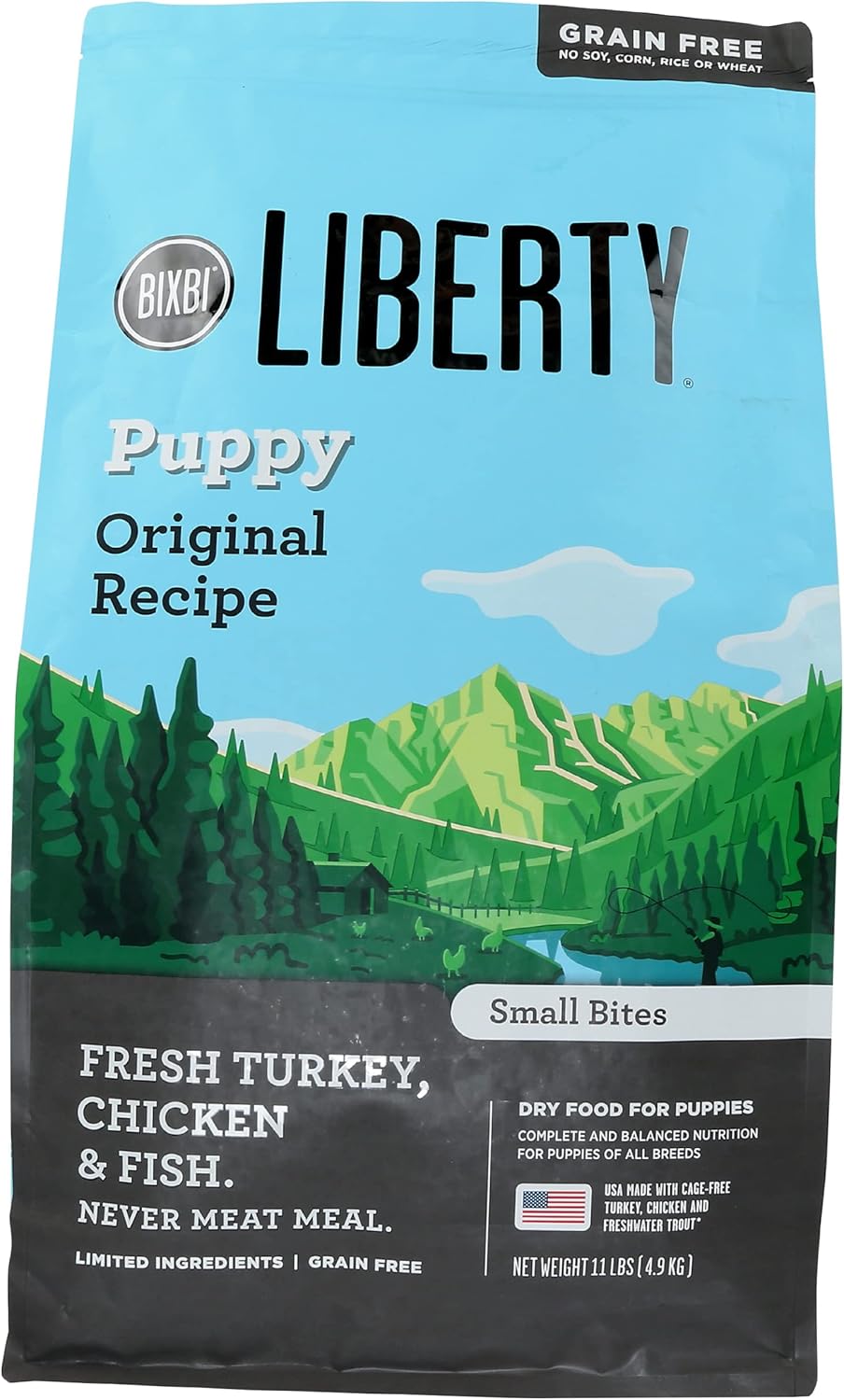 BIXBI Liberty Grain-Free Dry Dog Food, Original Recipe Puppy – Fresh Meat, High Protein, No Meat Meals – USA Made, 11 lbs