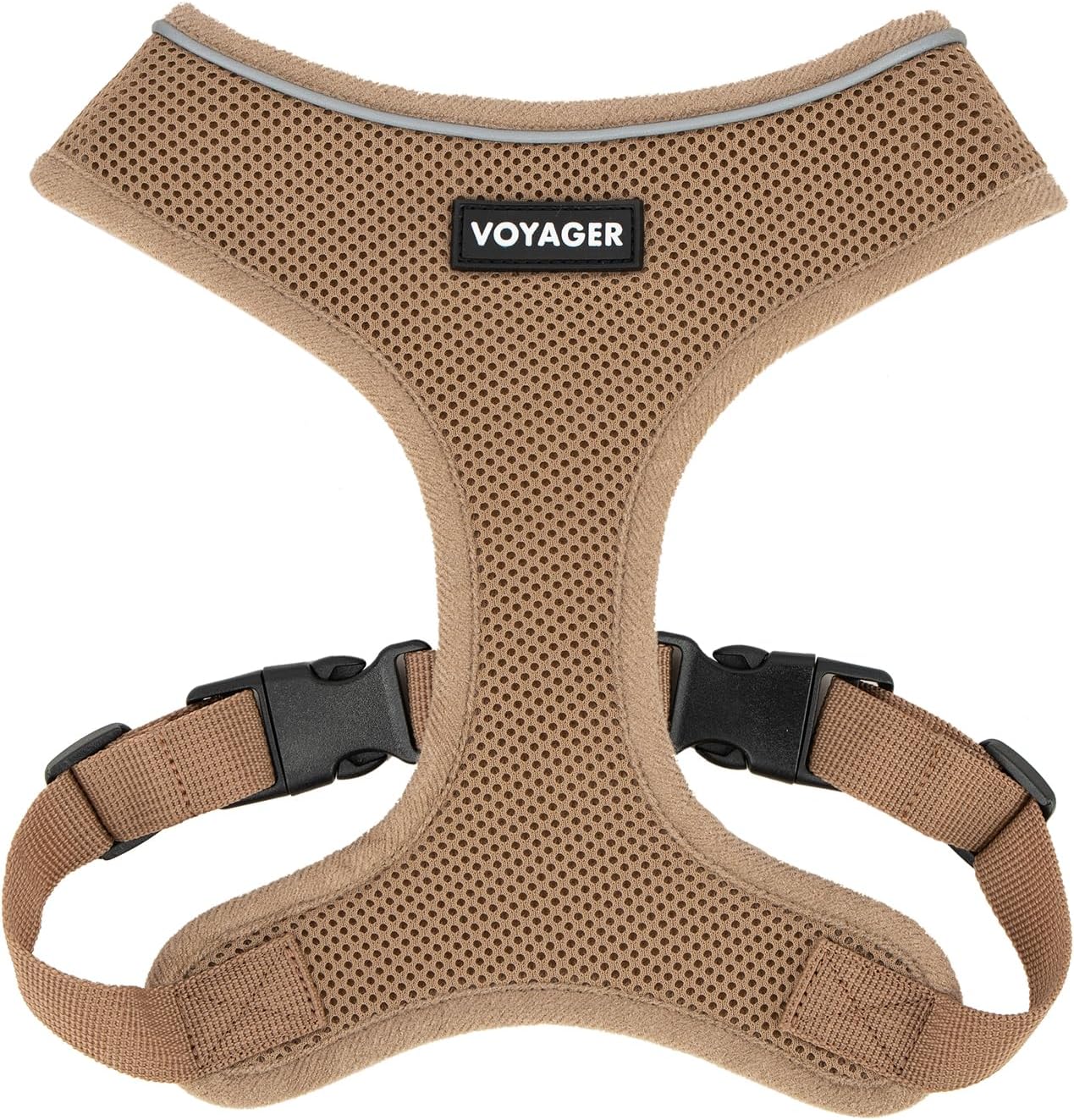 Best Pet Supplies Voyager Aerolite Adjustable No Pull Dog Harness with Reflective Stripes for Walking, Jogging, Heavy-Duty – Beige, Small