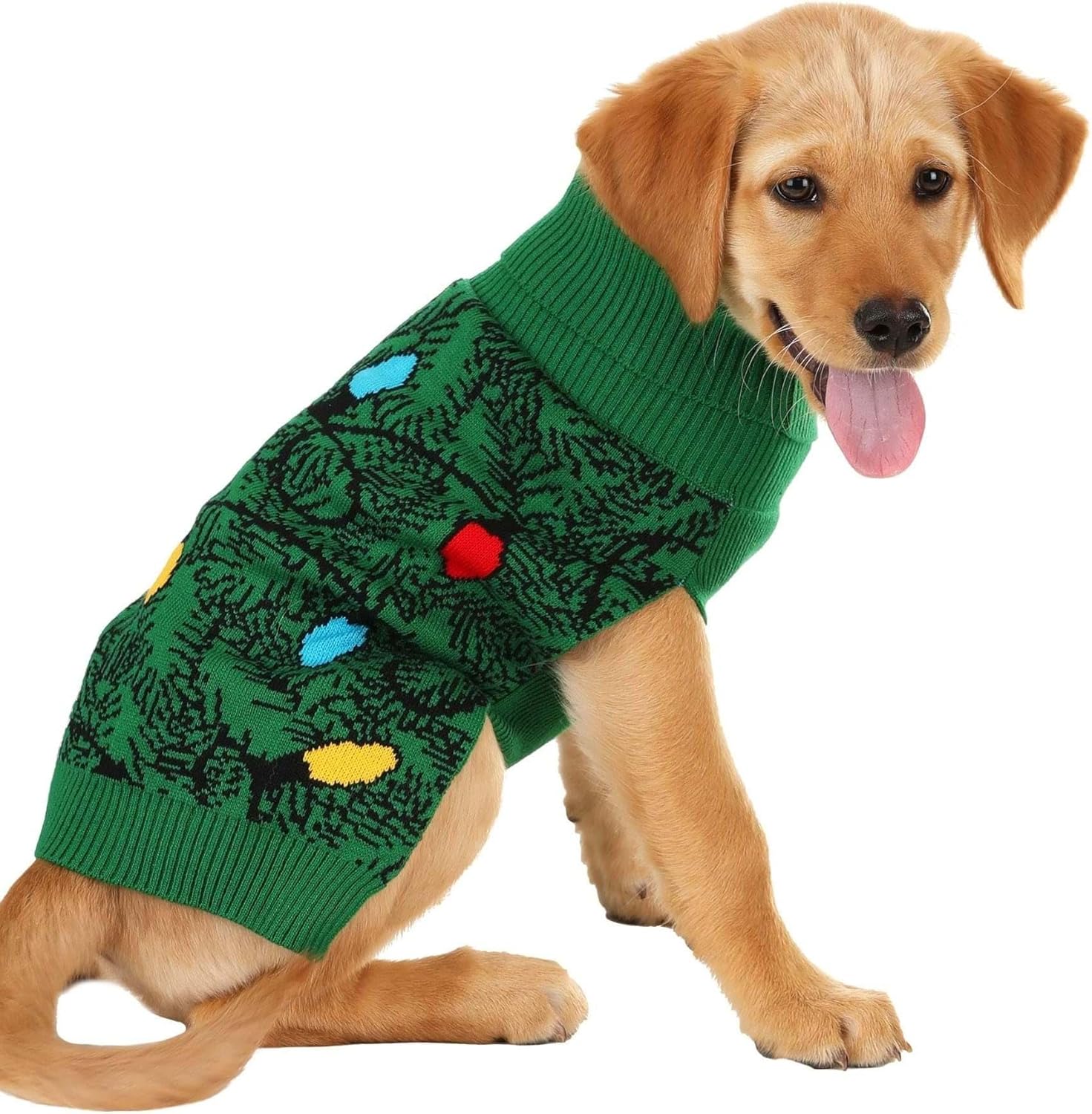 Christmas Tree Holiday Sweater for Dogs – Cute & Cozy Christmas Pet Sweater – Fits Small, Medium & Large Dog Breeds