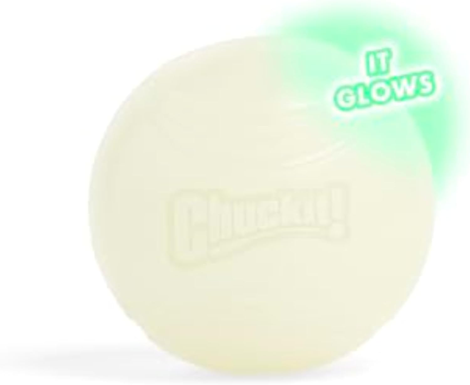 Chuckit! Glow in the Dark Bouncy Ball for Dogs, Chuckit Dog Toy, Max Glow Balls – Large, 3 Inch, Pack of 1