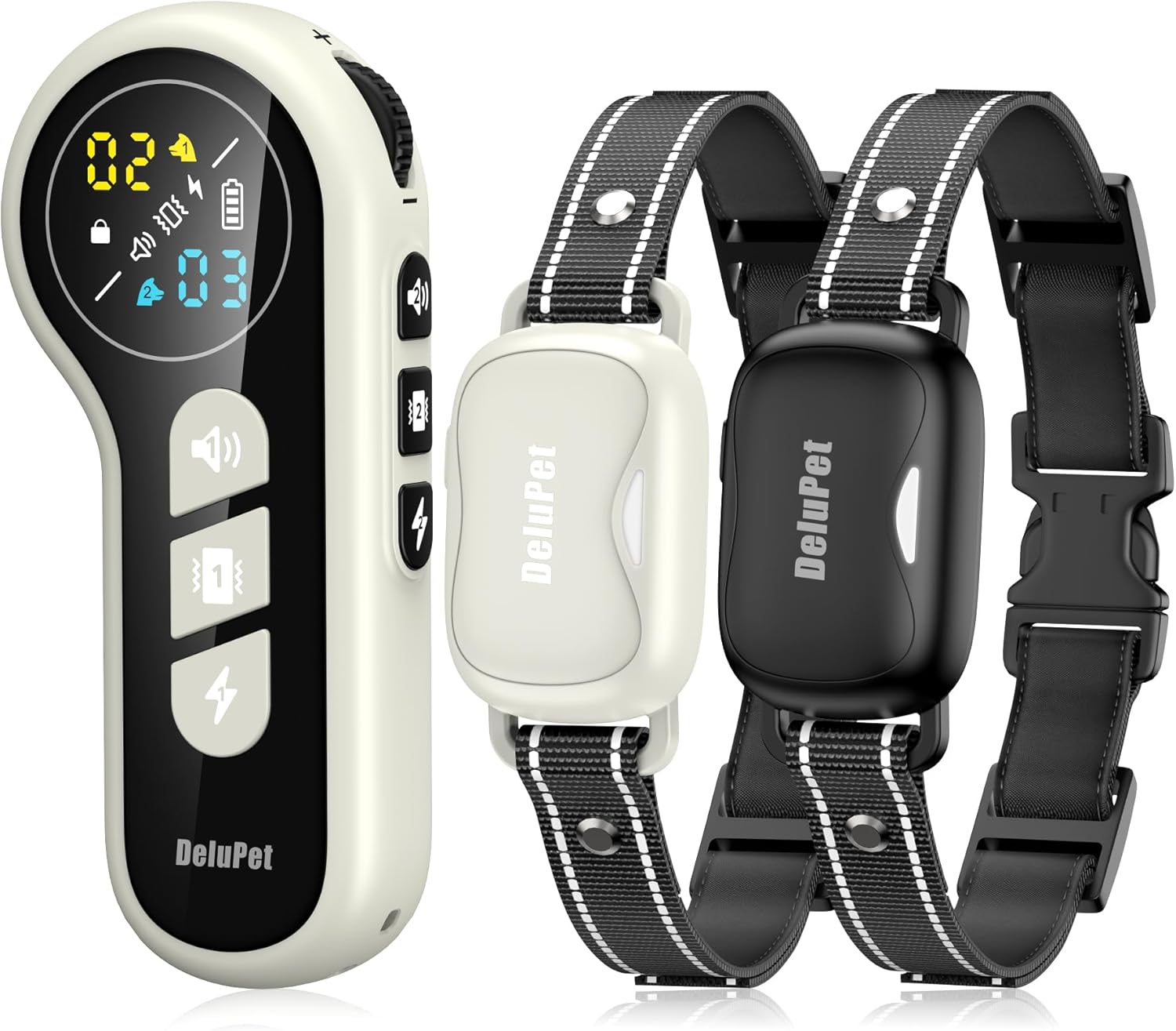 Delupet Dog Shock Collar 2 Dogs- 4500FT Dual-Direct Dog Training Collars with Remote for Small Medium Large Dog, IPX8 Waterproof Rechargeable E-Collar with Beep(1-8), Vibration(1-3), Shock(0-99), Grey