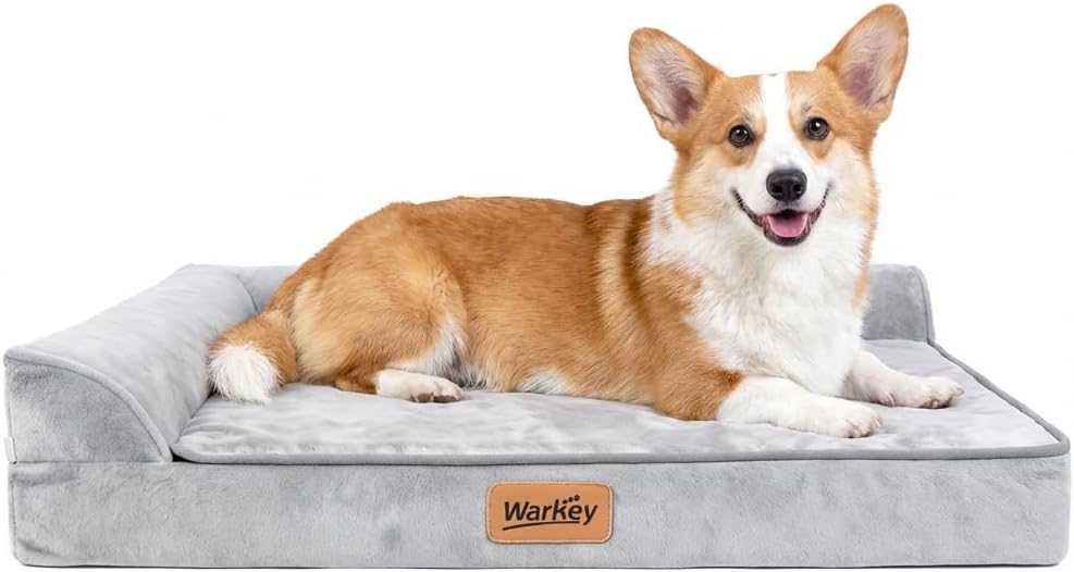 Dog Bed Medium Size Dog, Orthopedic Dog Bed for Medium Dogs, Waterproof Memory Foam Pet Bed, Dog Couch Sofa with Washable Removable Cover, Grey – 27.95×23.2×6.3in