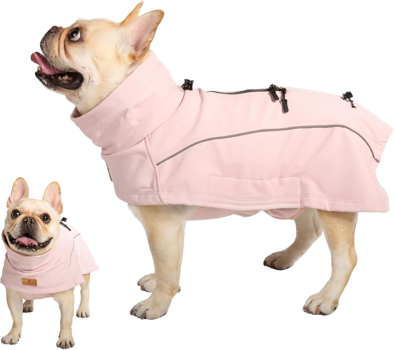 Dog Coat Warm Dog Winter Coat Waterproof Dogs Jacket with Reflective Pet Fleece Vest Zip-Up Cold Weather Coats for Large Dogs Turtleneck Windproof Coats (Pink,Medium)