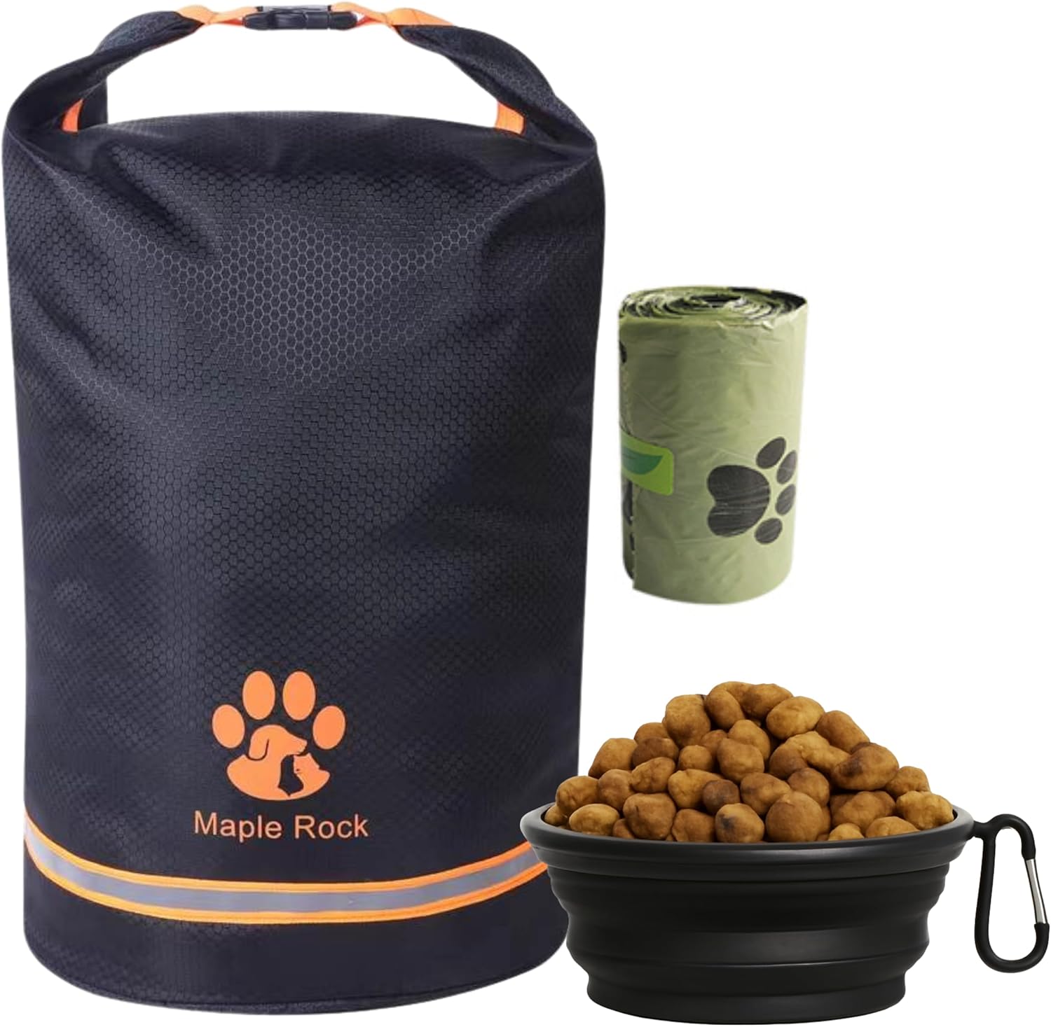 Dog Food Travel Bag – 84 Cups/26 lbs/20 Litre Capacity | Leak-Proof, Water-Resistant Dog Food Storage Container for Travel, Camping, RV & Outdoor | Collapsible, Easy-to-Clean Kibble Bag (Black)