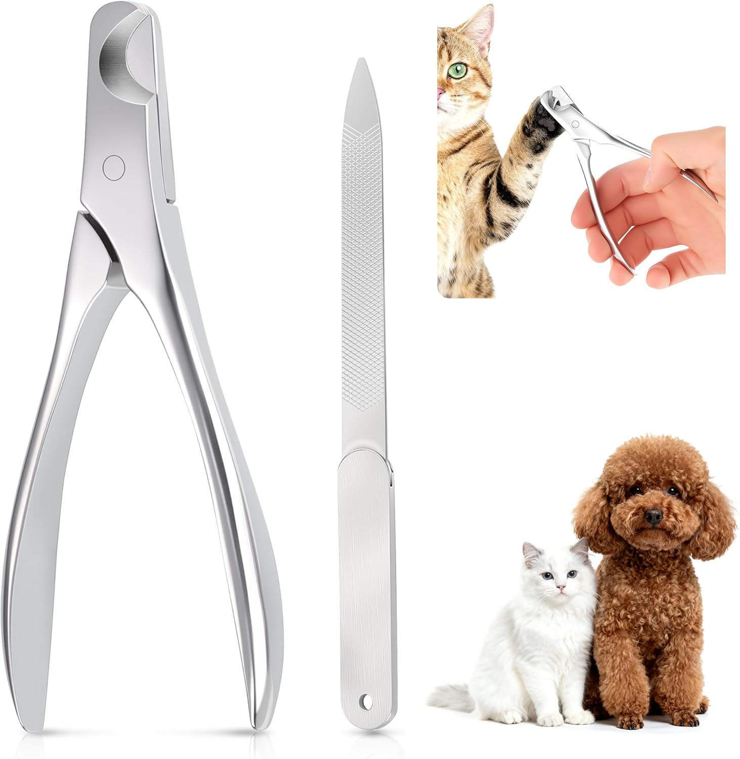 Dog Nail Clippers – All Steel Material, Dog Nnail Trimmers with Built-in Spring, Cat Nail Clipper for All Dogs Cats, Professional Pet Nail Clippers with Free Nail File