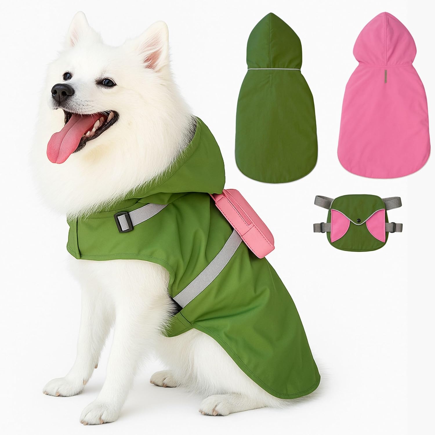 Dog Raincoat Reversible Jacket with Backpack – Waterproof, Stylish & Practical (Large)