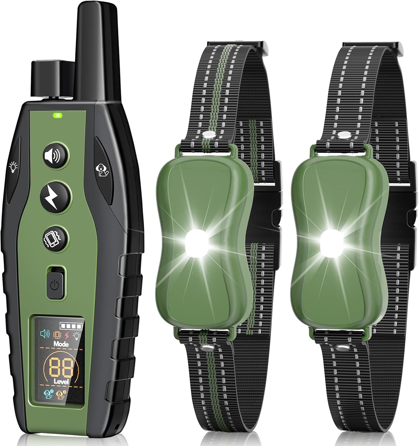 Dog Shock Collar with Remote Control 2 Dogs (20-120 lbs) – 3300FT Dog Training Collar with Light, with Beep, Vibration, Safety Shock Mode, Rechargeable Waterproof for Small, Medium and Large Dogs