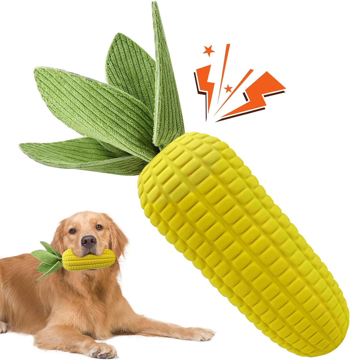 Dog Toys for Aggressive Chewers, Indestructible Tough Squeaky Corn Chew Toy for Large Medium Small Breed, Interactive Dog Toys to Keep Them Busy