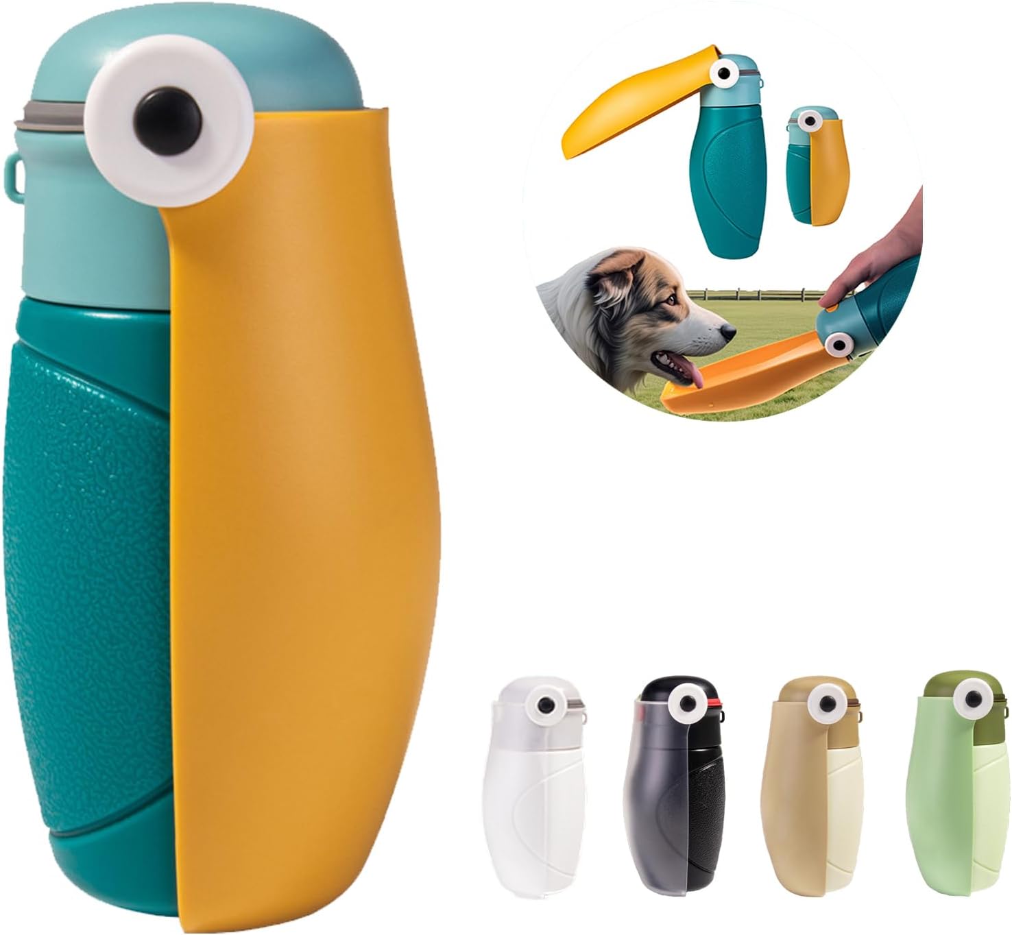 Dog Water Bottle, Leak Proof Portable Puppy Water Dispenser, Travel Puppy Water Bowl, Foldable Dog Water Bottle for Pets Outdoor Walking, Hiking, Travel, Food Grade Plastic (Green, 8.45 fl. oz)