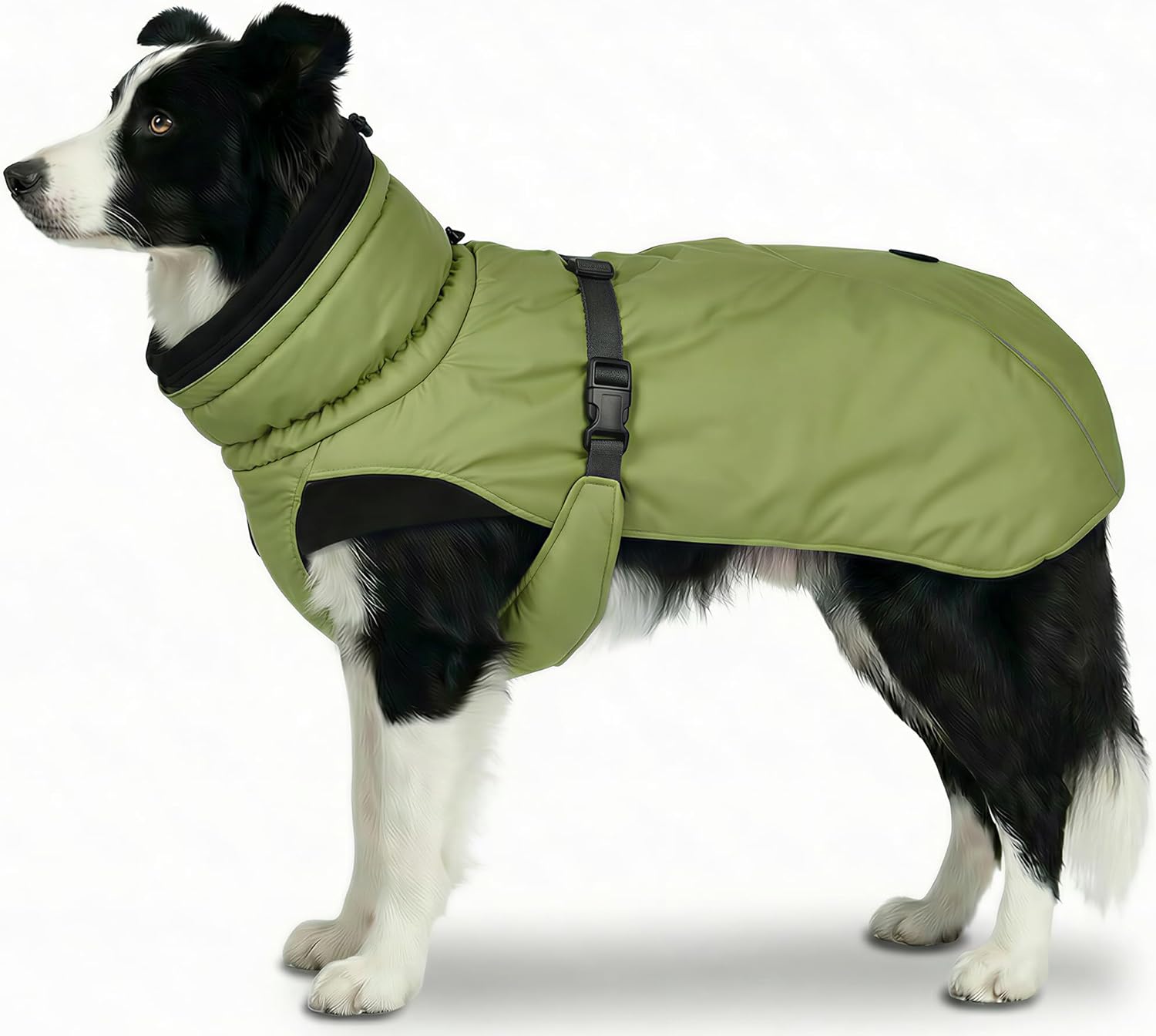 Dog Winter Coat, Warm Puffer Jacket with Fur-Safe Buckle & Leash Hole for Cold Weather, Water-Repellent Snow Vest, Breathable Thermal Apparel for Hiking & Active Dogs (Green, X-Large)