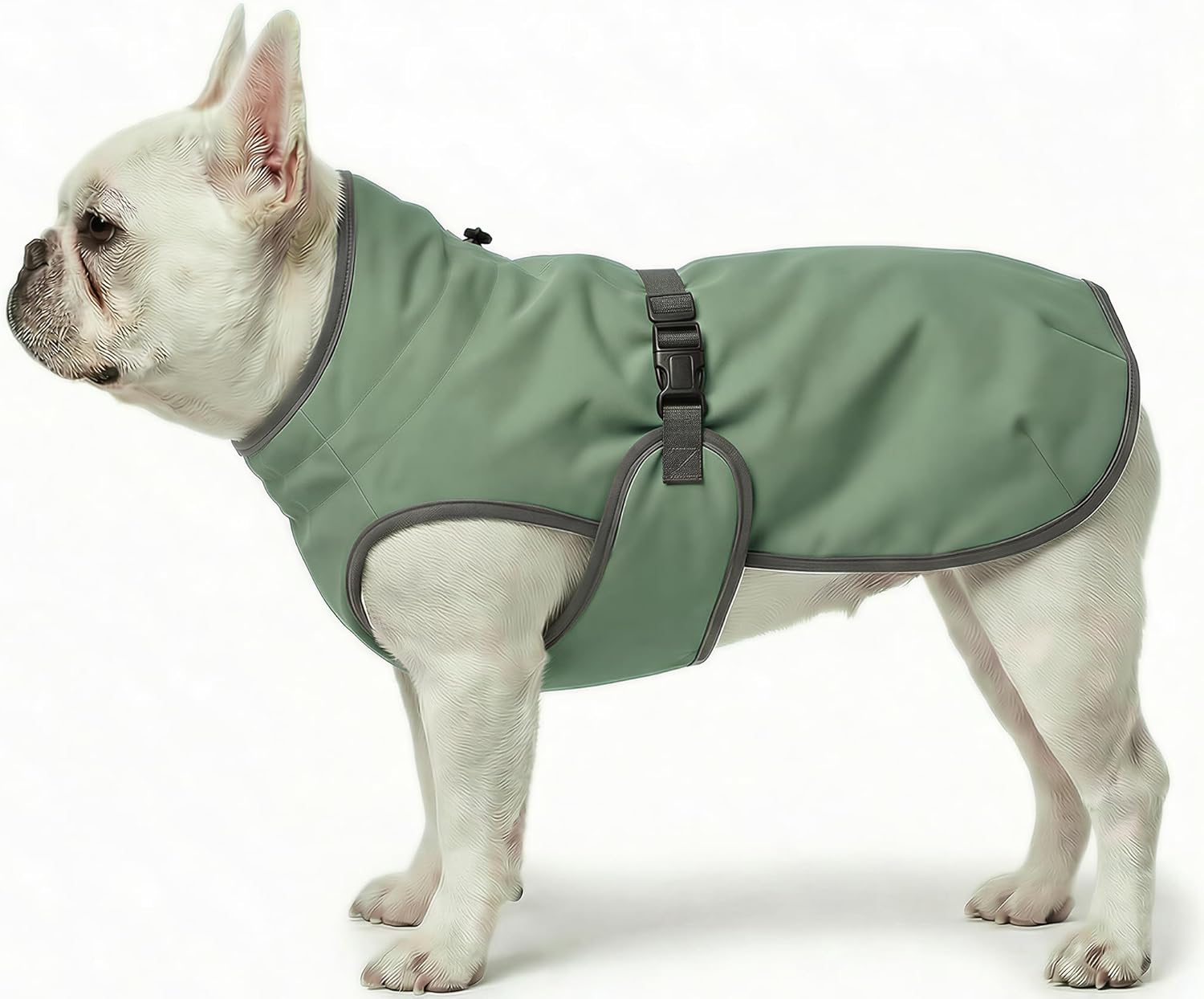 Dog Winter Vest with Fur-Safe Buckle (No Hook & Loop), Water-Repellent Fleece Lined Jacket, 360° Reflective, Leash Hole & Leg Straps, Adjustable for Hiking & Active Dogs (Green, Small)