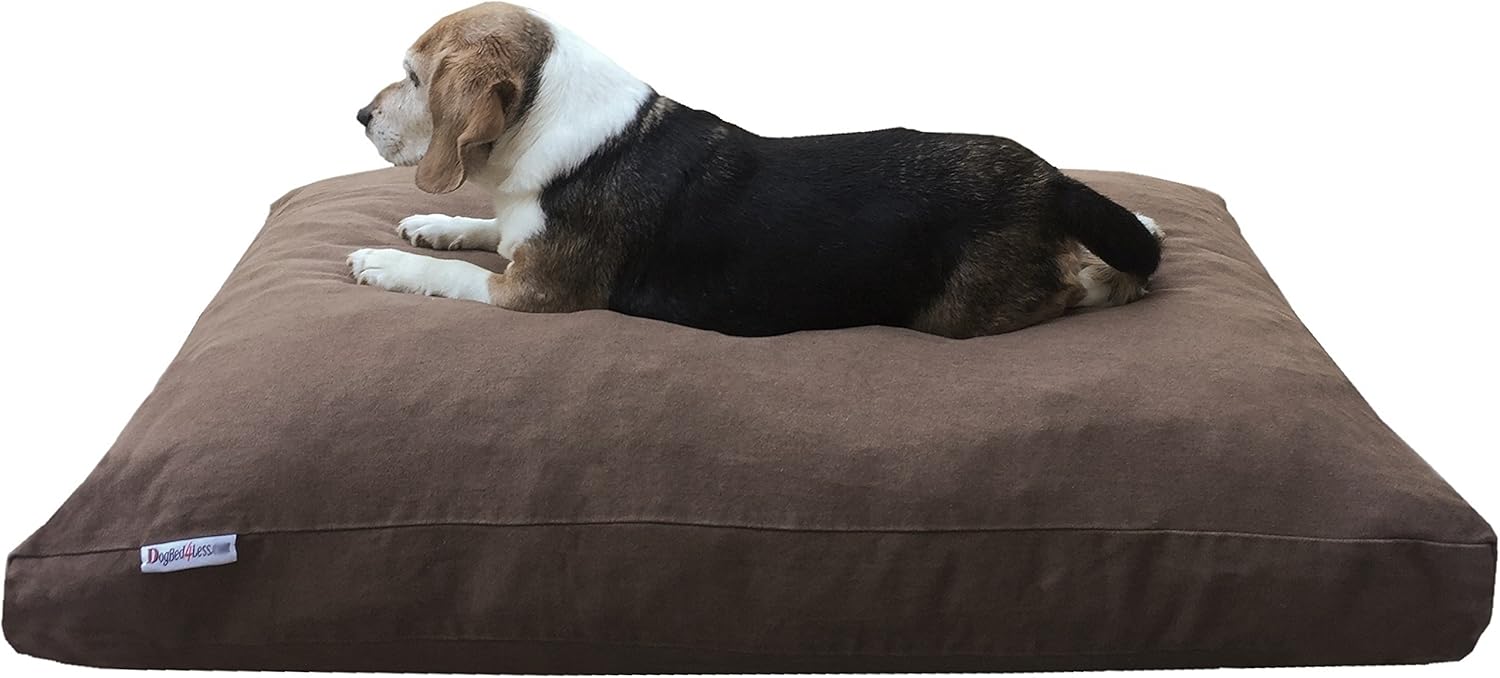 Dogbed4less Large Shredded Memory Foam Dog Bed Pillow, Waterproof Lining and Machine Washable Durable Denim Cover 41X27 Inches, Brown