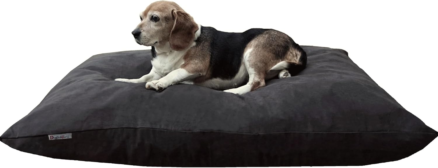 Dogbed4less Shredded Memory Foam Pillow Dog Bed with Waterproof Liner and Machine Washable Cover (Espresso Mircosuede, Large 48″X29″)