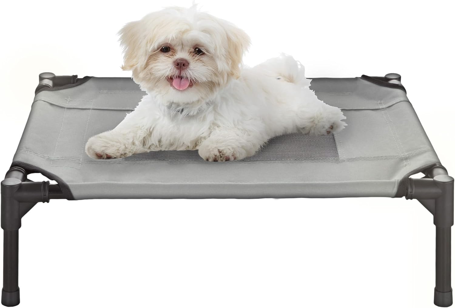 Elevated Dog Bed – 24.5×18.5-Inch Portable Pet Bed with Non-Slip Feet – Indoor/Outdoor Dog Cot or Puppy Bed for Pets up to 25lbs by PETMAKER (Gray)