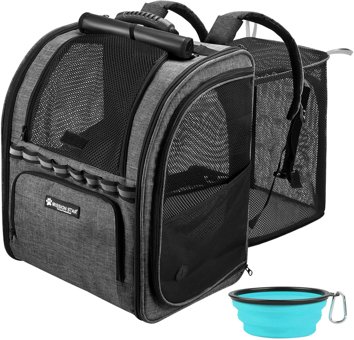 Expandable Cat Carrier Backpacks with Breathable Mesh, Pet Carrier Backpack for Cats Small Dogs Puppies Up to 20 Lbs, Dog Carrier Backpack Great for Travel/Hiking/Camping/Outdoor-Dark Grey