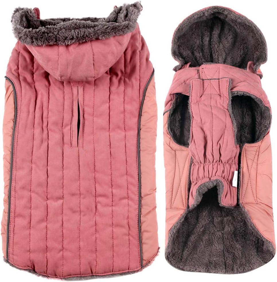 Fleece Dog Hoodie for Small Dogs Super Warm Puppy Jacket for Cold Winter Dog Coats,Pink S