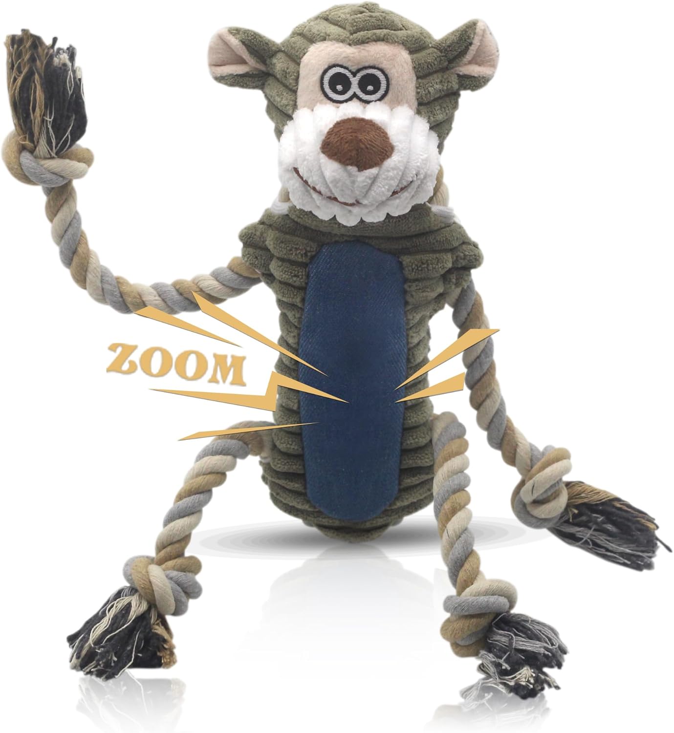 Funny Plush Dog Chew Toys, Squeaky Dog Toys, Interactive Tug of War Puppy Toys, Stuffed Dog Toys for Small, Medium and Large Dogs – Monkey