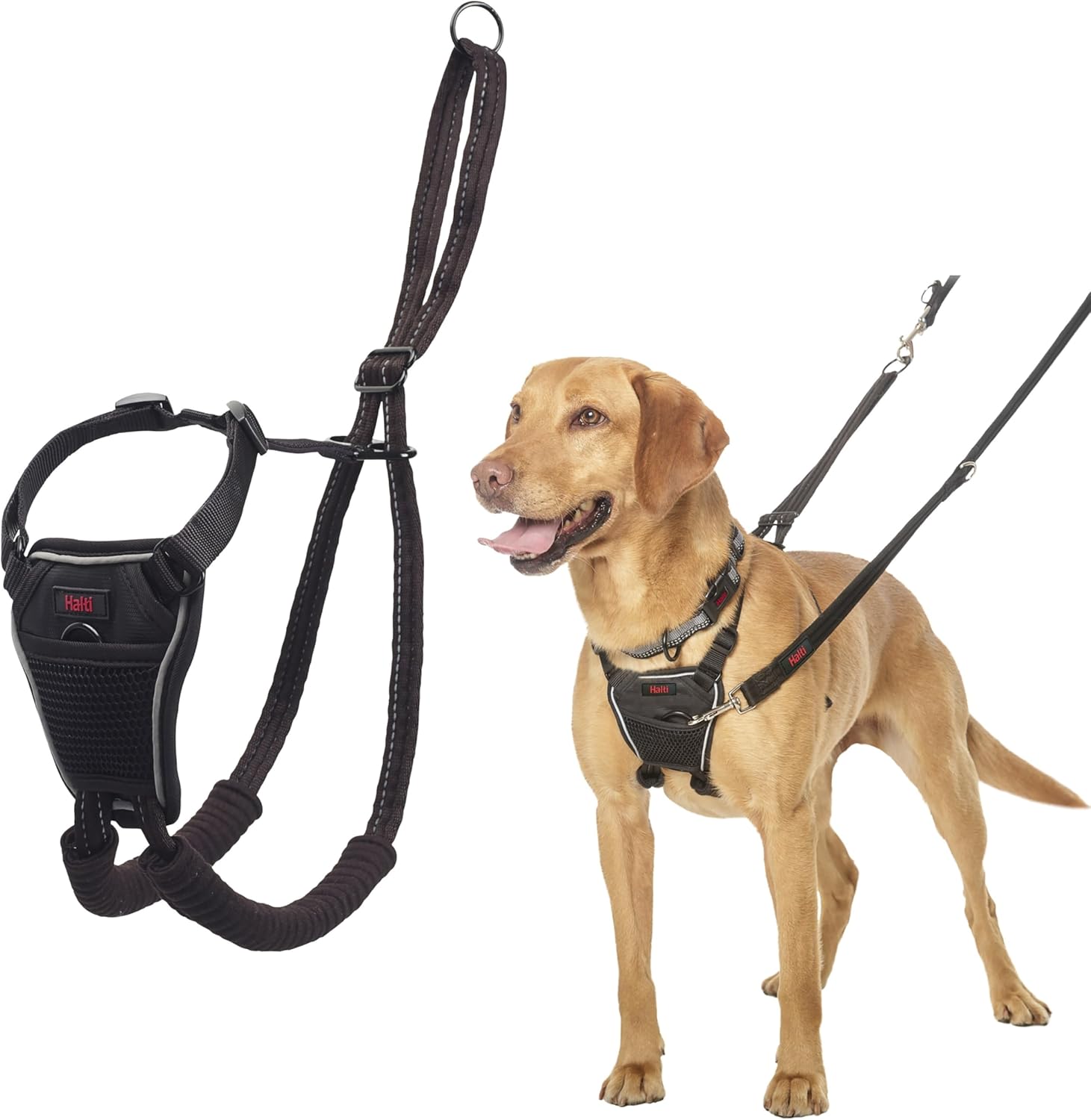 Halti No Pull Harness – Stop Your Dog Pulling on the Leash. Adjustable, Lightweight and Easy to Use. Reflective Dog Training Harness for Medium Dogs (Size M, Black)