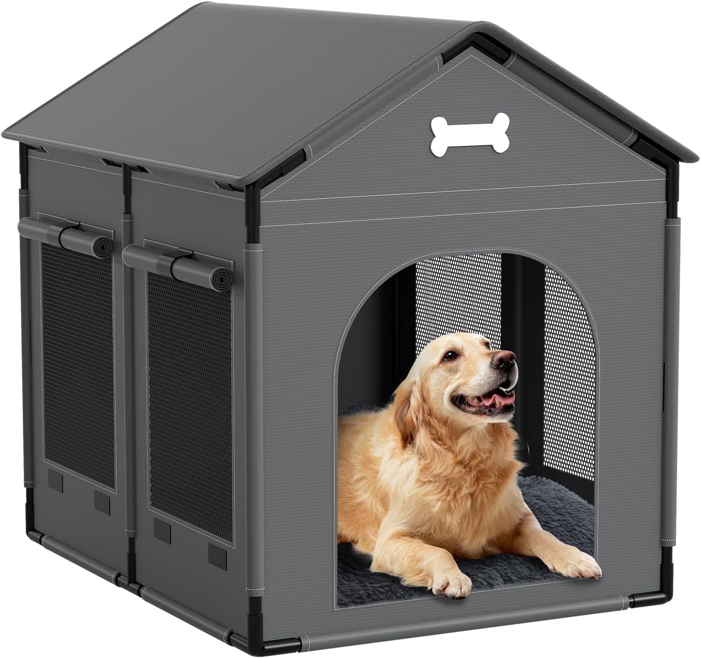 Indoor Dog House for Extra Large Medium Sized Dogs, Indoor Pet House with Warm Mat, Weatherproof Dog Bed House, Warm Portable Tent with Soft Cushion(33.8×26.7×33.8in)