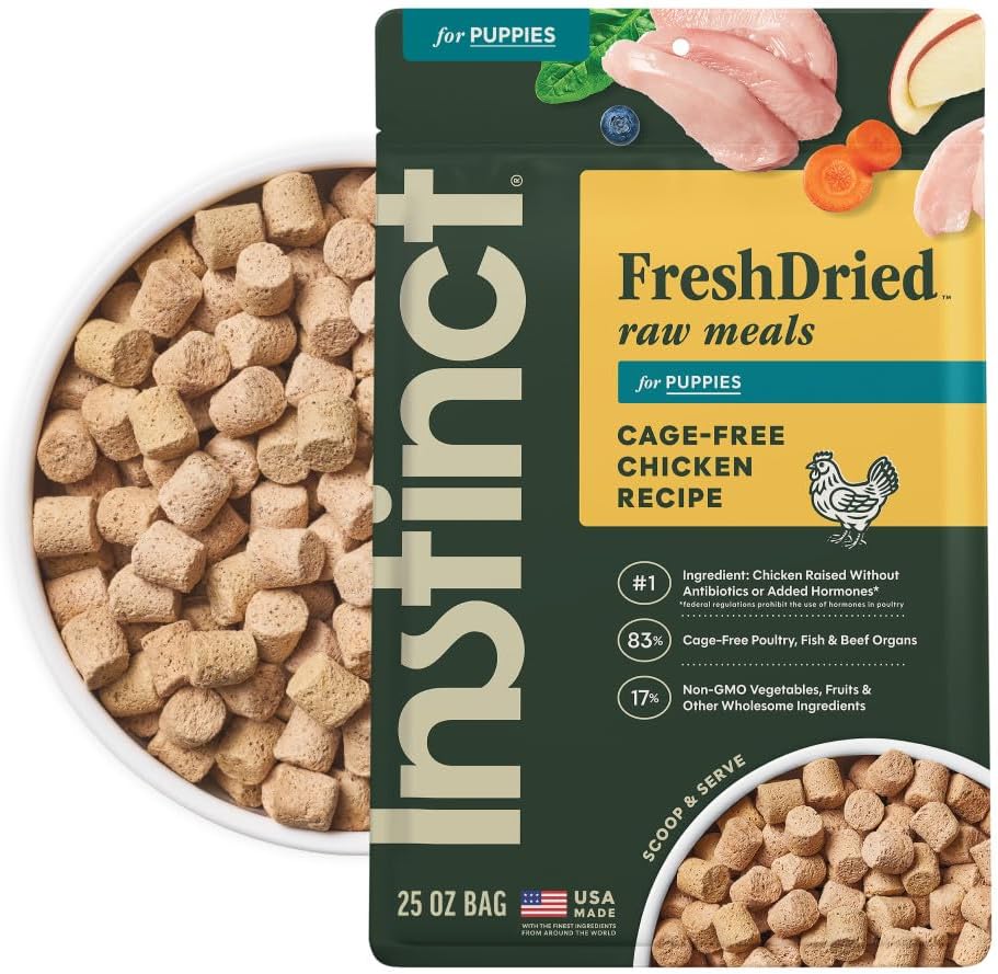 Instinct Puppy FreshDried Bites, Natural Freeze-Dried Dog Food, Grain Free – Cage-Free Chicken, 25 oz. Bag