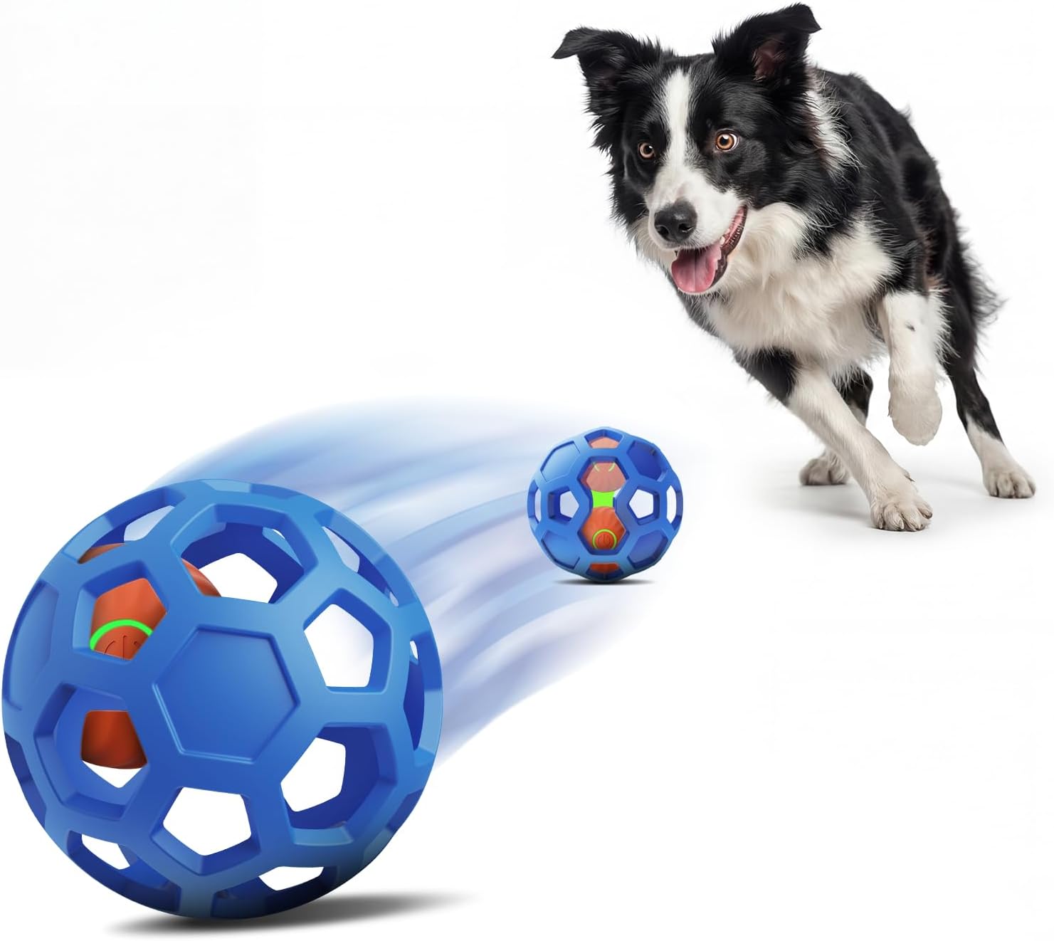 Interactive Dog Toy, Smart Jumping Bouncing Ball Inside Durable Rubber Shell, Automatic Moving Vibrating Ball for Medium/Large Dogs, Dog Enrichment Toy to Keep Them Busy(NEW Blue & Orange)