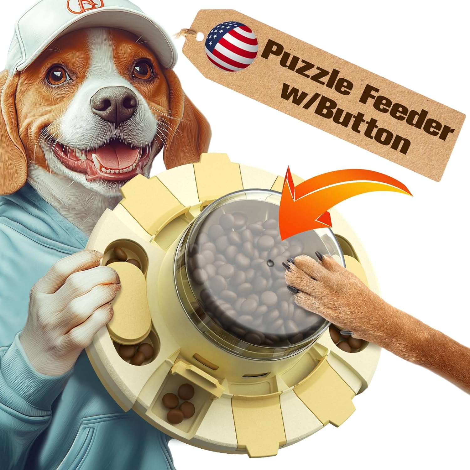 KADTC 2 Levels of Challenge – Dog Puzzle Feeder Toy U.S. Brand – Design Push-to-Release Treat Dispenser for Small Medium Large Dogs Boredom Buster Puppy Mental Stimulation Enrichment Puzzles Toys