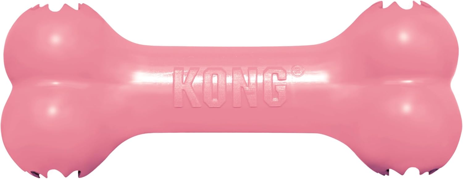 KONG Puppy Goodie Bone – Stuffable Natural Rubber Chew Toy for Small Dogs & Teething Puppies – Pink