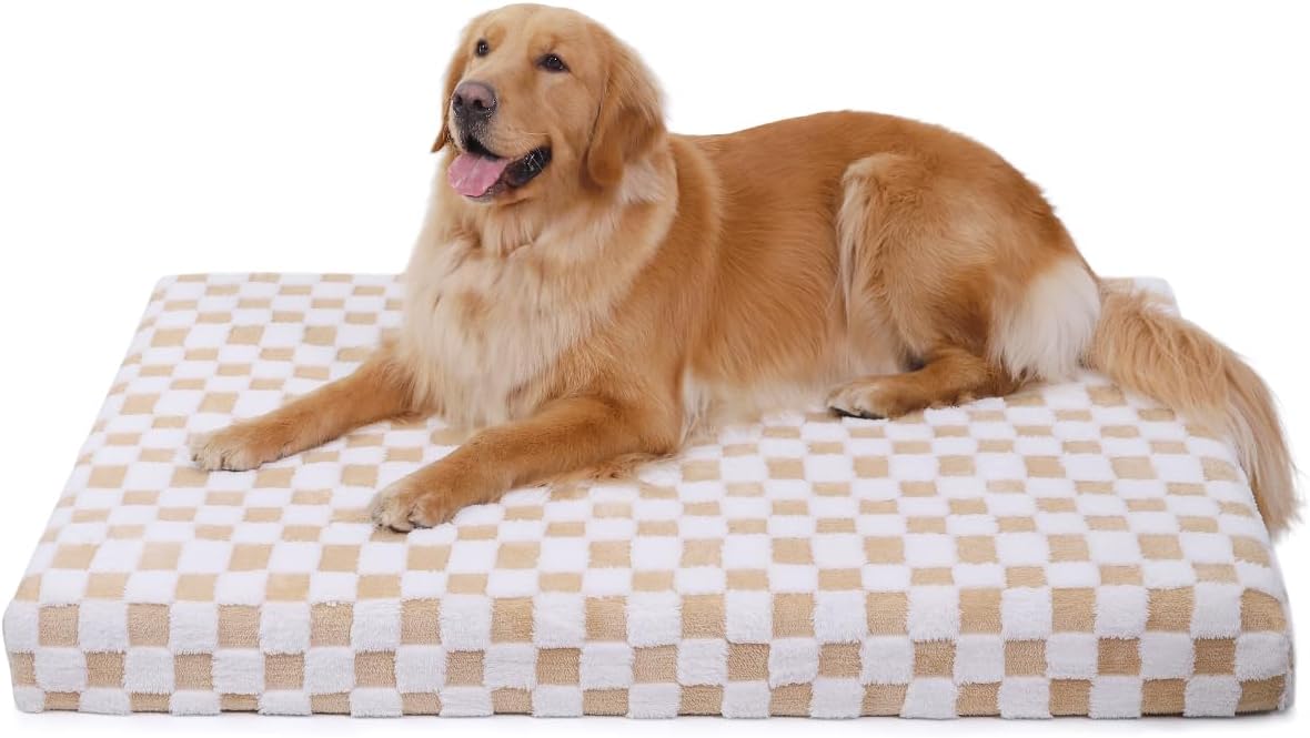 KSIIA Memory Foam Dog Bed Waterproof Dog Beds Orthopedic Crate Pad Supportive Crate Pads Soft Pet Mat for Small Pet Mats with Removable Washable Cover & Non-Slip Bottom, 30 x 20 Inch, Brown