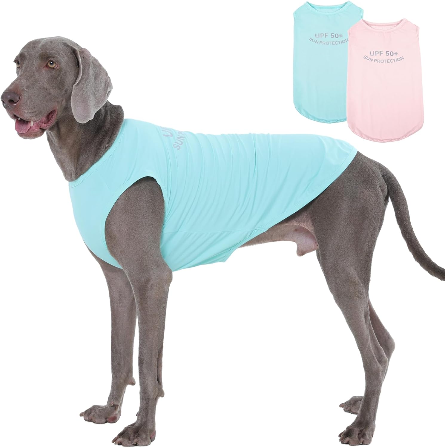 Kuoser 2 Pack Dog Shirts UPF 50+ UV Sun Protection, Lightweight Quick Dry Dog T Shirts for Small Medium Large Dogs, Breathable Pet Vest Dogs Tshirt Pet Clothes for Indoor Outdoor, Pink & Mint XXL