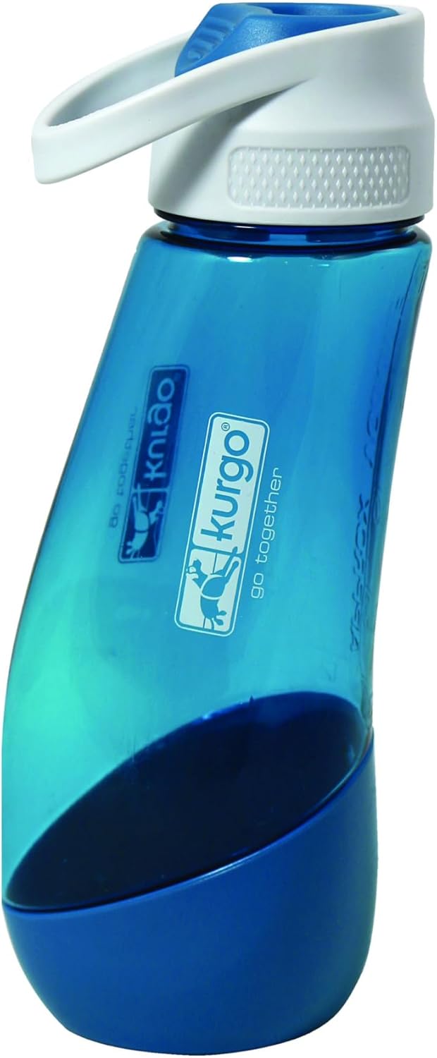 Kurgo Gourd 2 in 1 Dog Travel Water Bottle, Pet Water Bottle, Portable Water Dish for Dogs, Detachable Bowl, PVC/BPA Free, Dishwasher Safe, Holds 24 oz