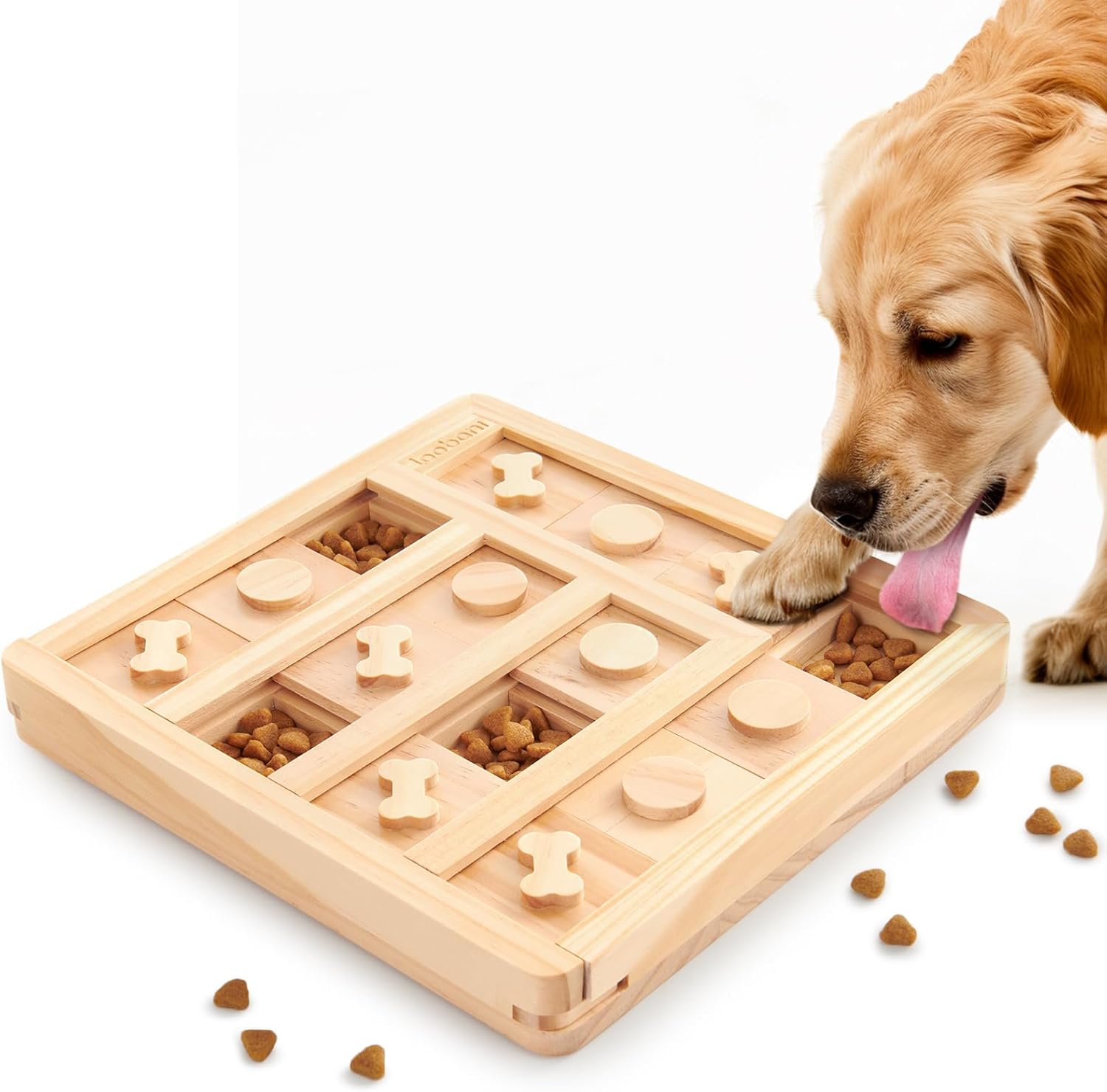 LOOBANI Dog Puzzle Toys Wooden – Interactive Toys for Boredom, IQ Training and Mental Brain Stimulation, Treat Dispensing and Entertainment Toys/Food Slow Feeder for Small to Large Dogs