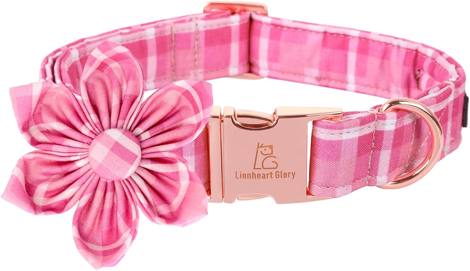 Lionheart Glory Dog Collar, Pink Dog Collars with Flower, Cute Floral Pattern Pet Collars Adjustable Dog Collar for Large Dogs