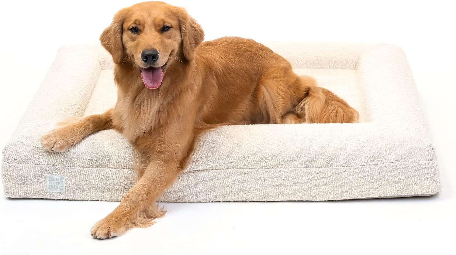 Luxury Boucle Orthopedic Memory Foam Dog Bed with Waterproof Liner and Machine Washable Cover with YKK Zippers (Large, 45″ L x 36″ W x 7″ Th, Cloud)