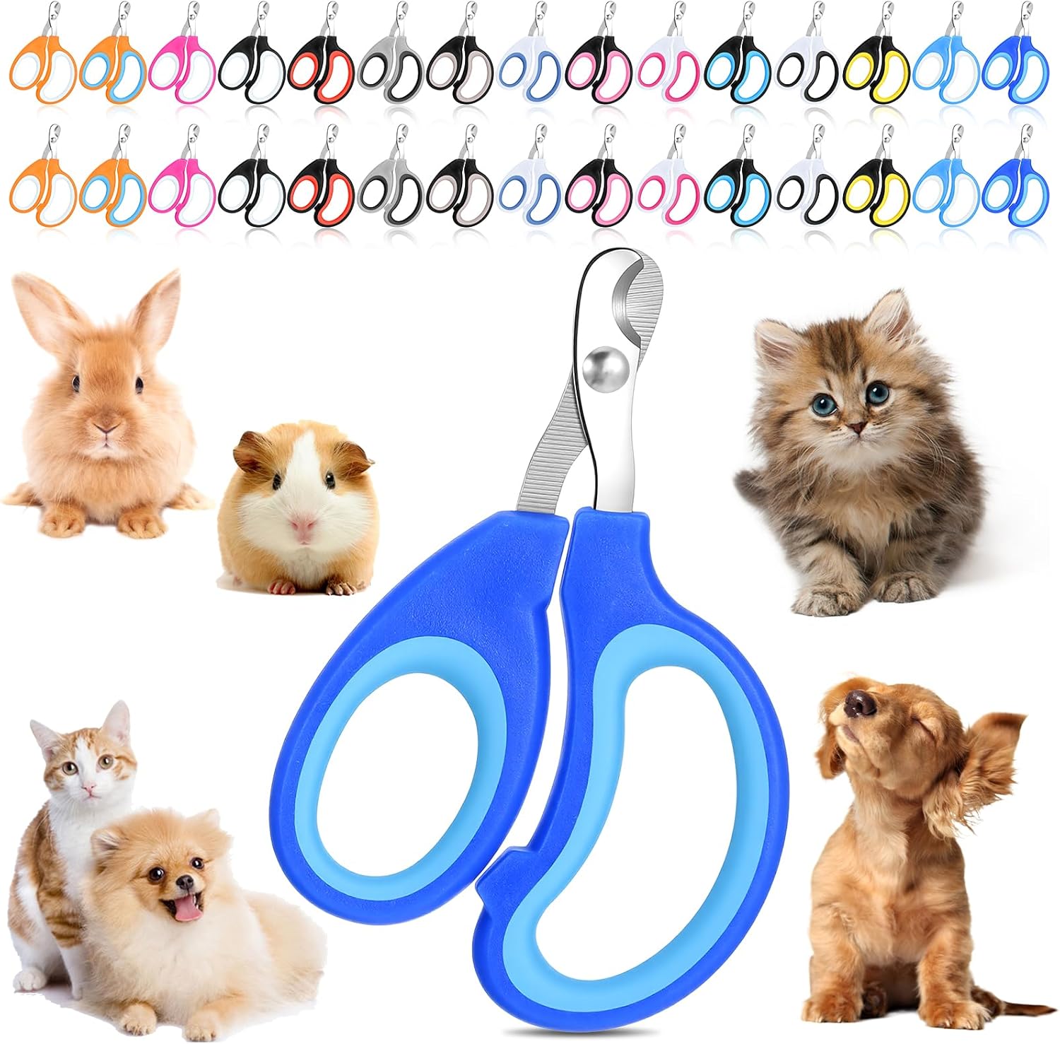 MAQUITA 30 Pcs Cat Nail Clipper Pet Claw Trimmers for Kitten Puppy Pet Nail Cutter Claw Care for Cattery Cat Breeders Groomers and Veterinary clinics (15 Colors)