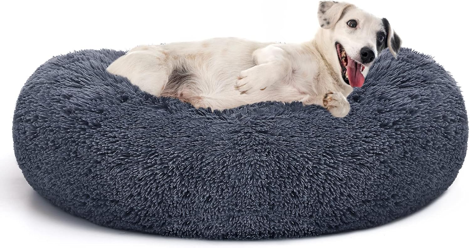 MIXJOY Orthopedic Dog Bed Comfortable Donut Cuddler Round Pet Beds Ultra Soft Washable Dog and Cat Cushion Bed (20”/23”/30”) (30”, Grey-Blue)