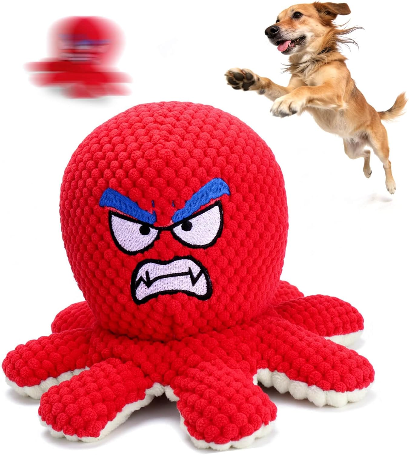 Mity rain Interactive Dog Toys Octopus with Thicken Plush, Moving Dog Toy with Recording Mode Shaking & Singing Mode Bouncing, Funny Ball Jumping to Keep Them Busy & Chase, Rechargeable (No Zipper)