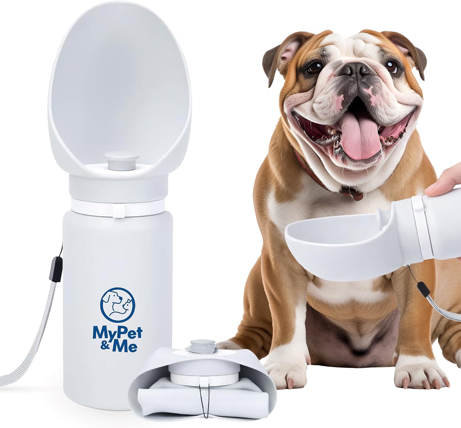 My Pet & Me Foldable Dog Water Bottle Portable – 550ml/18.5oz – Water Bottle for Dogs with Foldable Drinking Bowl, Leakproof, Compact, Lightweight & Durable Hydration Solution On-The-Go