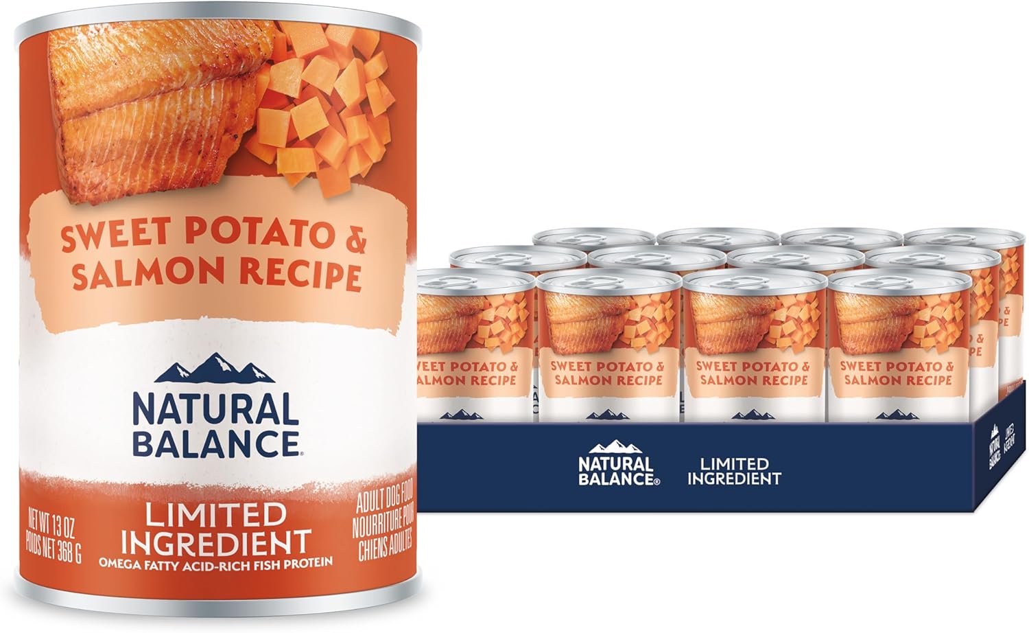 Natural Balance Limited Ingredient Adult Grain-Free Wet Canned Dog Food, Sweet Potato & Salmon Recipe, 13 Ounce (Pack of 12)