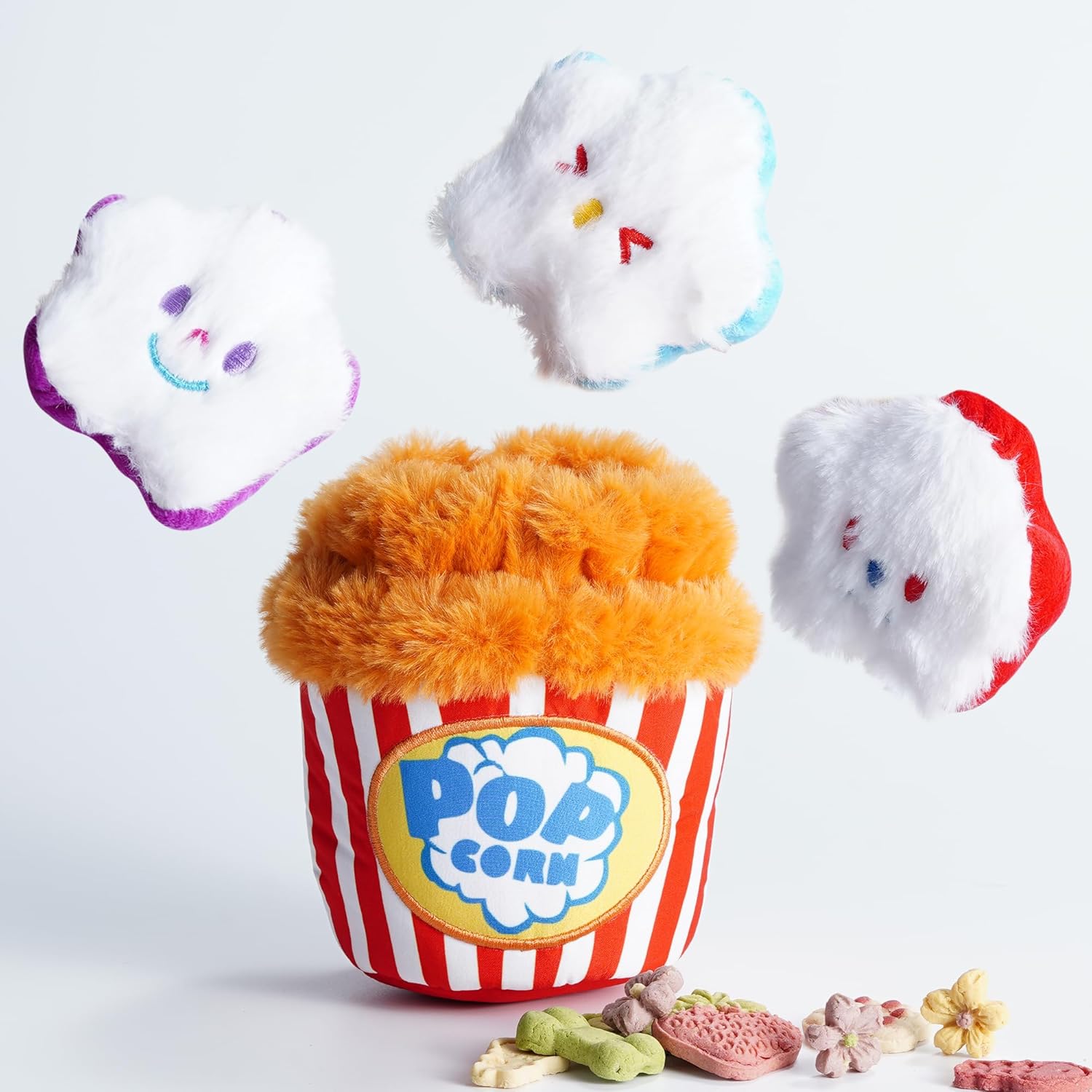 Nocciola Popcorn Squeaky & Plush Dog Toys | Hide & Seek, Interactive, Crinkle Toys for Small & Medium Dogs