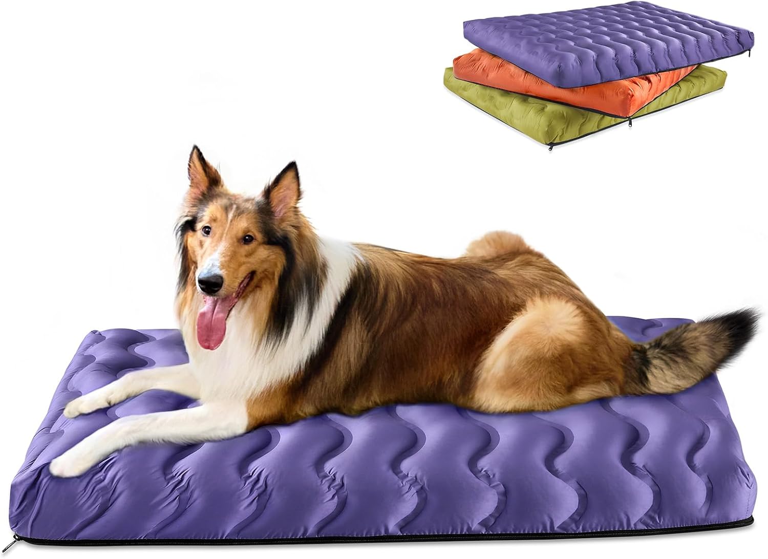 Orthopedic Dog Bed Outdoor Waterproof Dogs Crate Bed for Large Medium Small Dogs, Washable Cooling Dog Bed Mat with Removeable Cover & Memory Foam（36″ x 27″, Purple