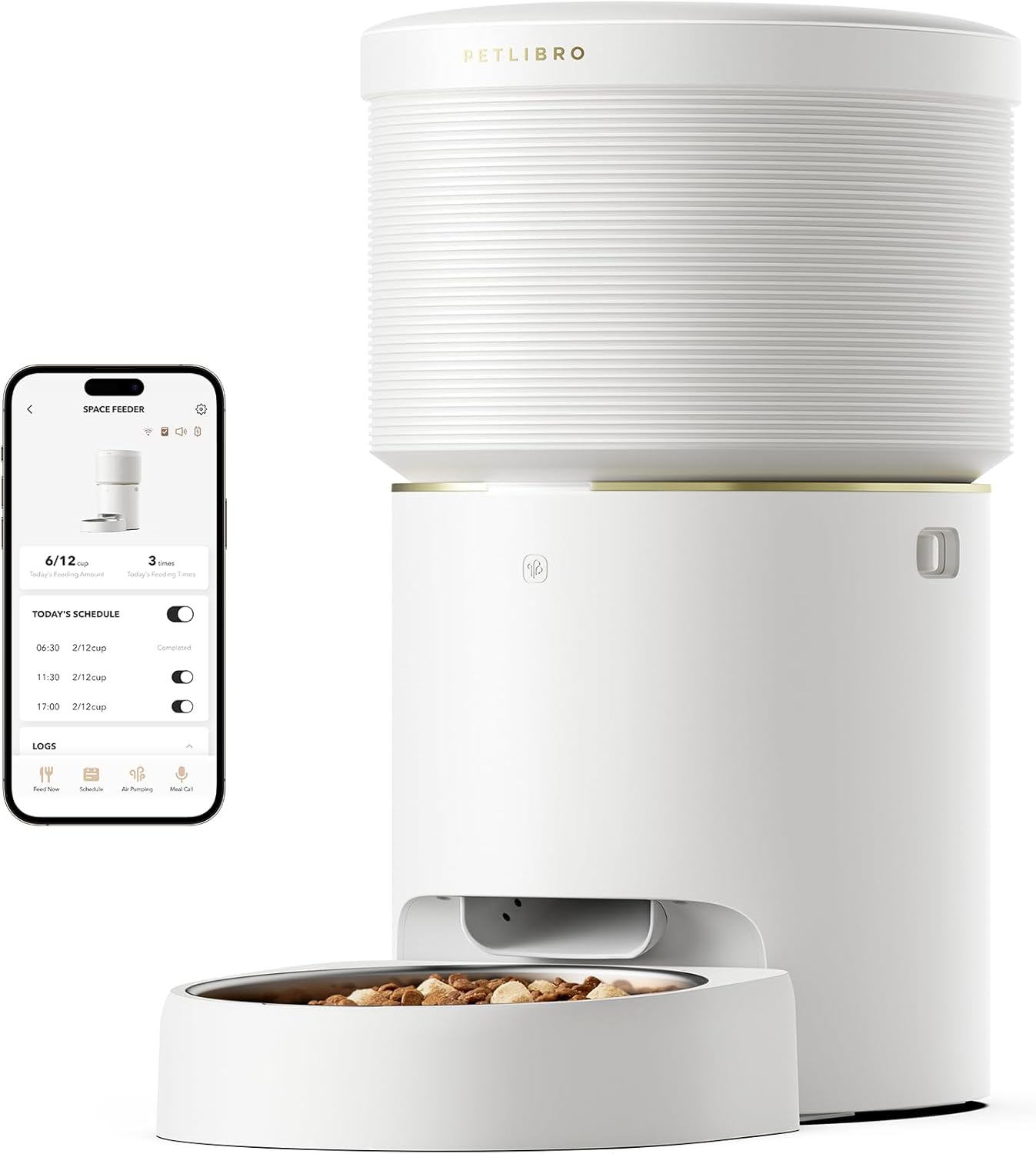 PETLIBRO Vacuum-Sealed Automatic Cat Feeders, 8L/34Cups Automatic Dog Feeder with 5G Wi-Fi, Automatic Cat Food Dispenser for Airtight Storage, Space Pet Feeder with 187mm Large Food Tray for Cat & Dog