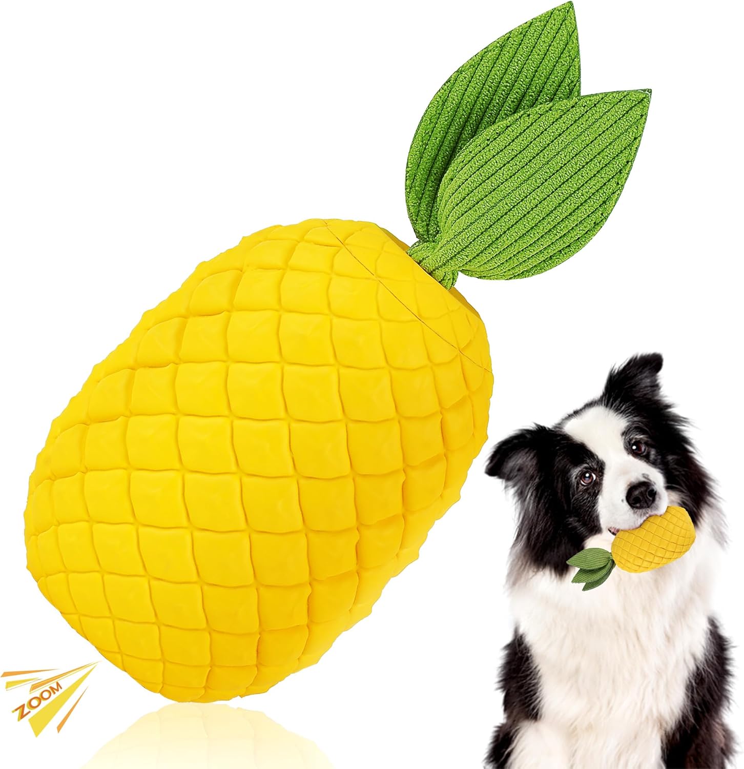 Pineapple Dog Toys for Aggressive Chewers, Indestructible Chew Toy with Squeaker for Large Dogs – Durable Rubber Puppy Teething & Interactive Play