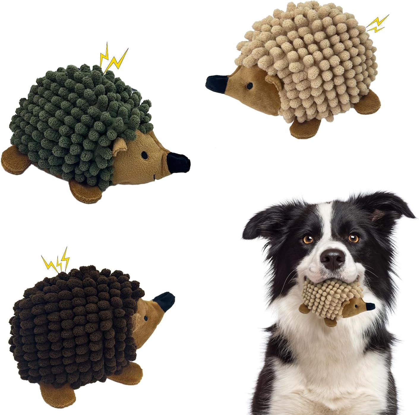 Plush Hedgehog Dog Toys 3 PCS – Squeaky No-Stuffing Hedgehog for Small and Medium Dogs – Keep Your Puppy Busy with Multi-Colored, Suitable for Indoor and Outdoor Throwing Play