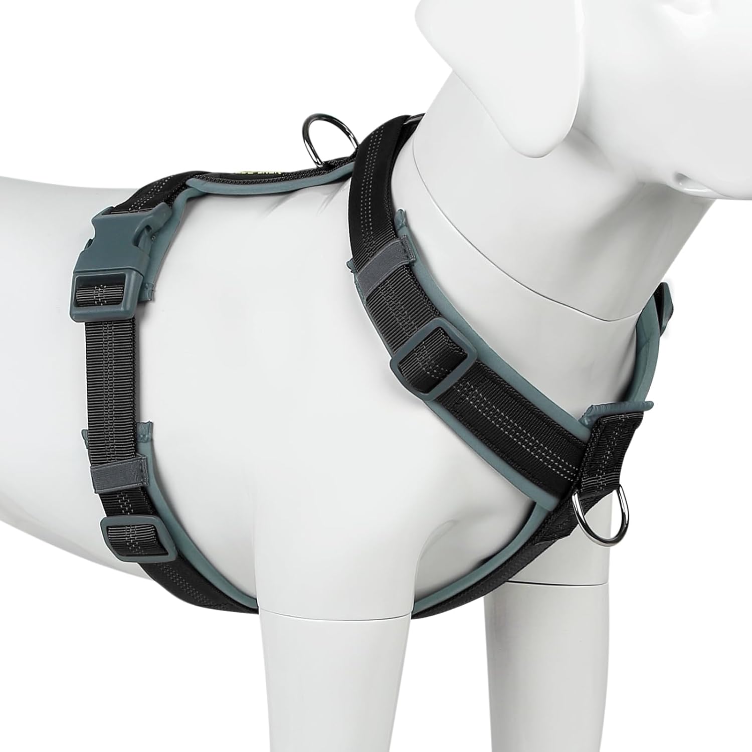 Plutus Pet No Pull Dog Harness, Adjustable Nylon Harness with Soft Padding, Reflective and Heavy Duty Dog Harness for Small, Medium, Large Dogs(Black, M)