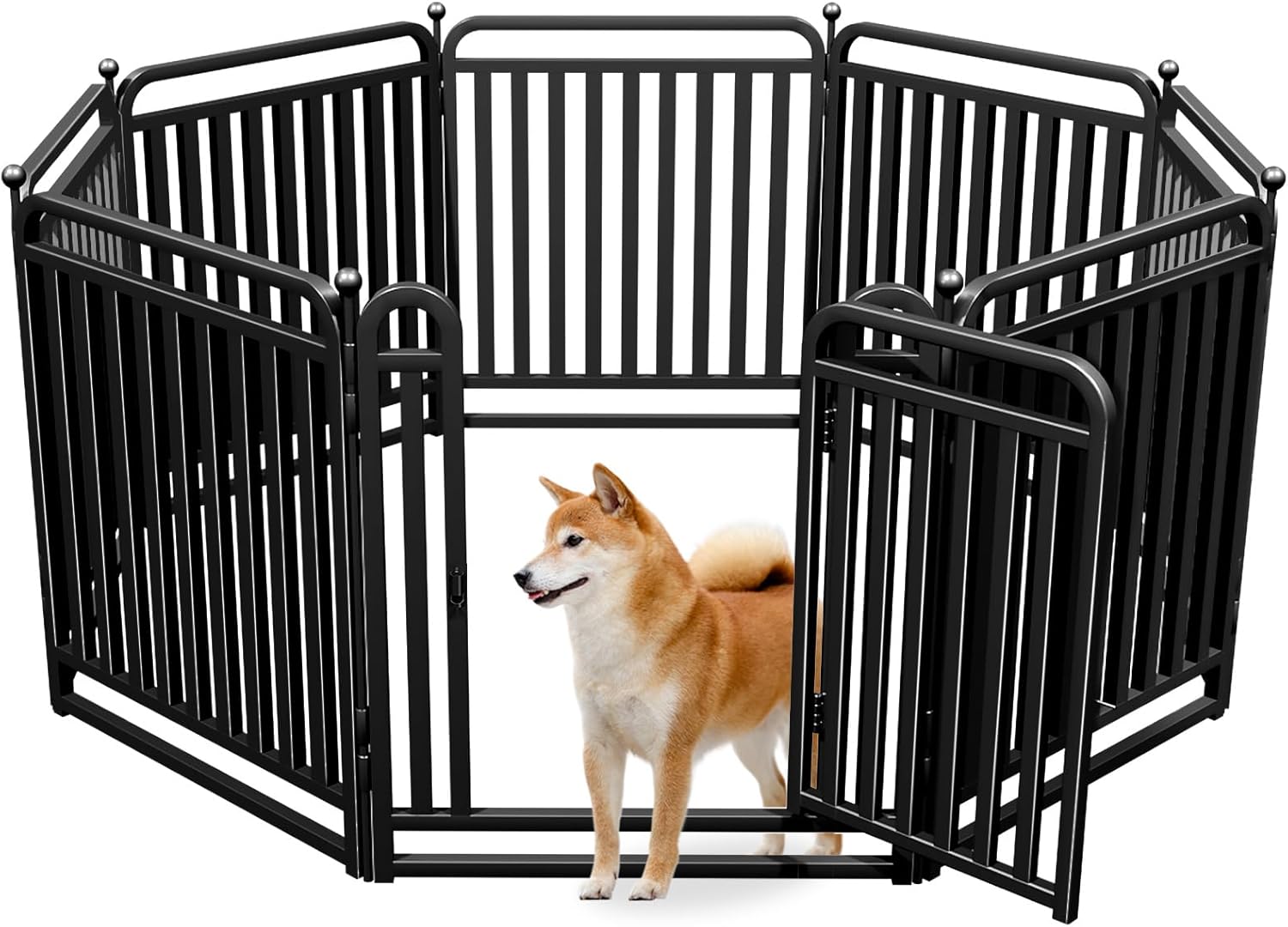 Puppy Playpen Dog Playpens Fence Outdoor Thickened Metal Tube, Low Threshold Dog Play Pen Indoors, 32″ Height 8 Panels for Small/Medium/Large Dogs (Black)